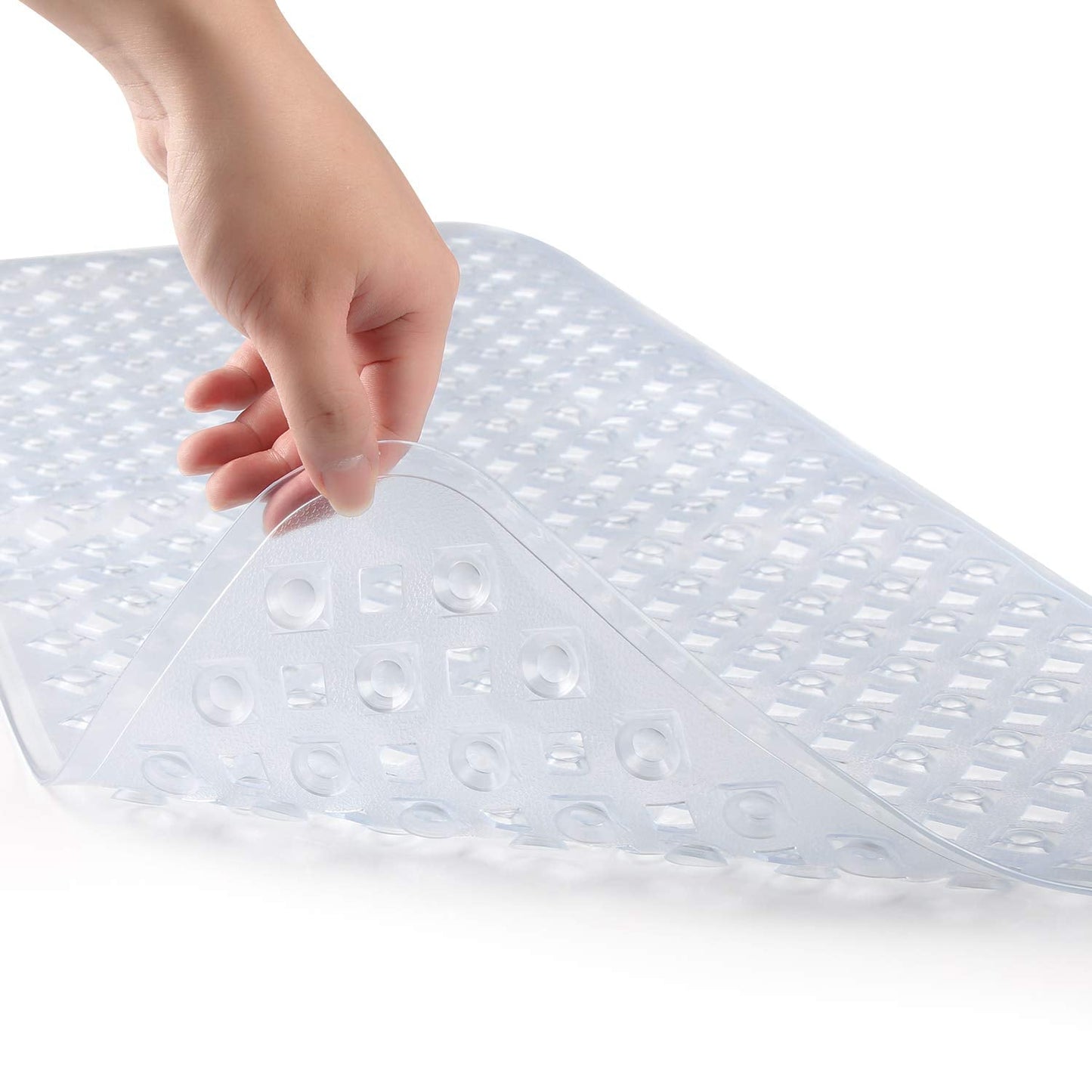 WELTRXE Bathtub Mat Non Slip Shower Mat with 260 Suction Cups, Machine Washable Anti-Mould Bath Mats Anti Slip Safety PVC Bathroom Mat for Elderly