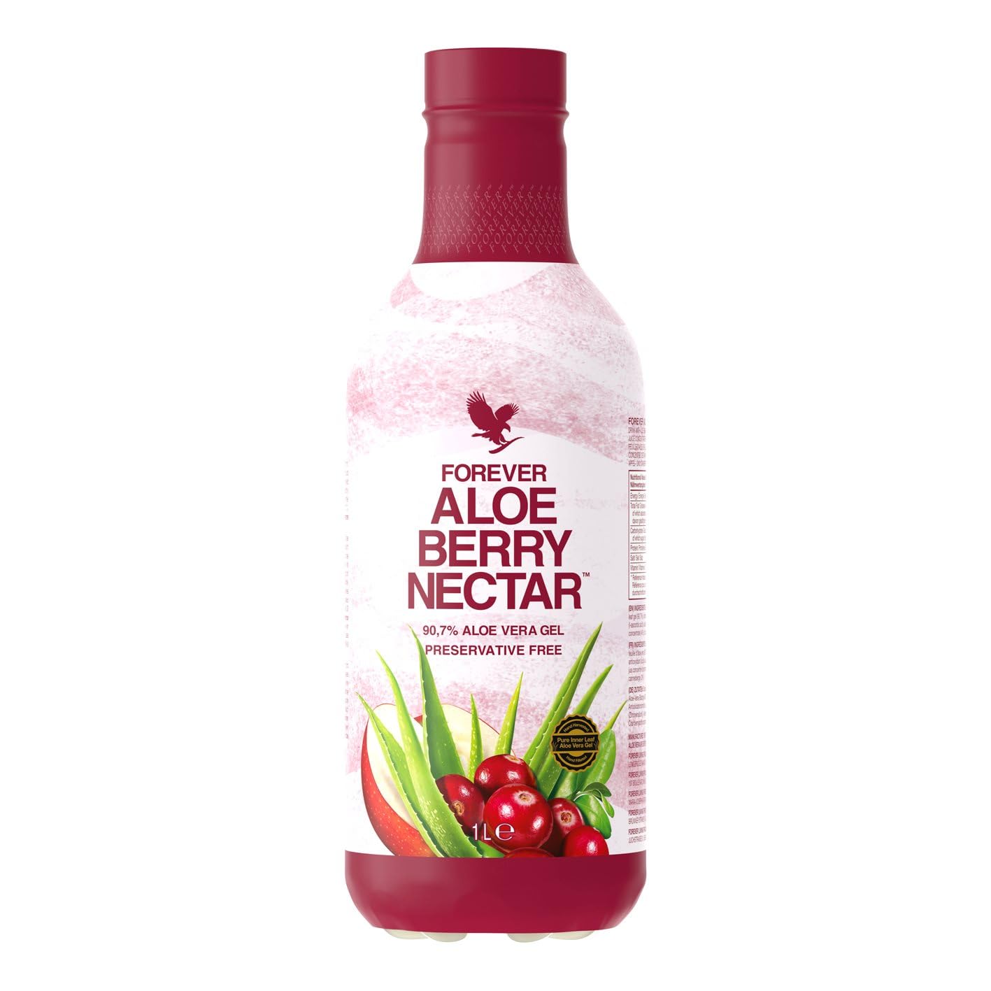 Forever Living Products Aloe Berry Nectar PET, 1000ml, Cranberry-Apple Flavored Aloe Vera Gel, 90.7% pure inner leaf Aloe Vera gel, No added