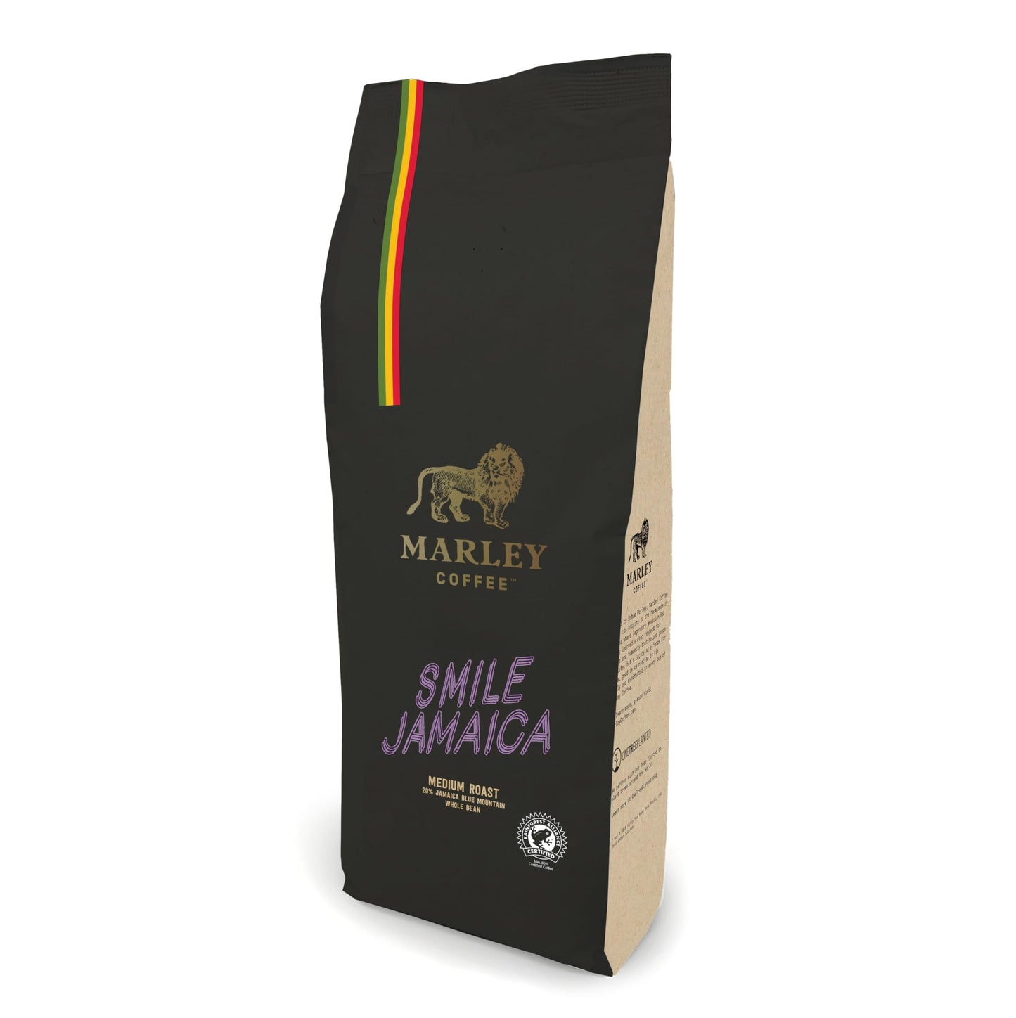 Marley Coffee 20% Jamaica Blue Mountain Medium Roast Coffee Beans 1kg - Smile Jamaica Blend - Marley Coffee - From The Marley Family - Rainforest