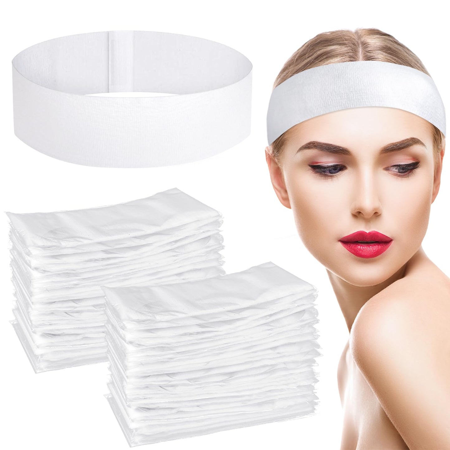 obeoby 150 Pieces Disposable Hairband for Women, Non-woven Fabric Spa Headband for Securing Hair during Facial, Makeup, Travel, Ideal for Beauty