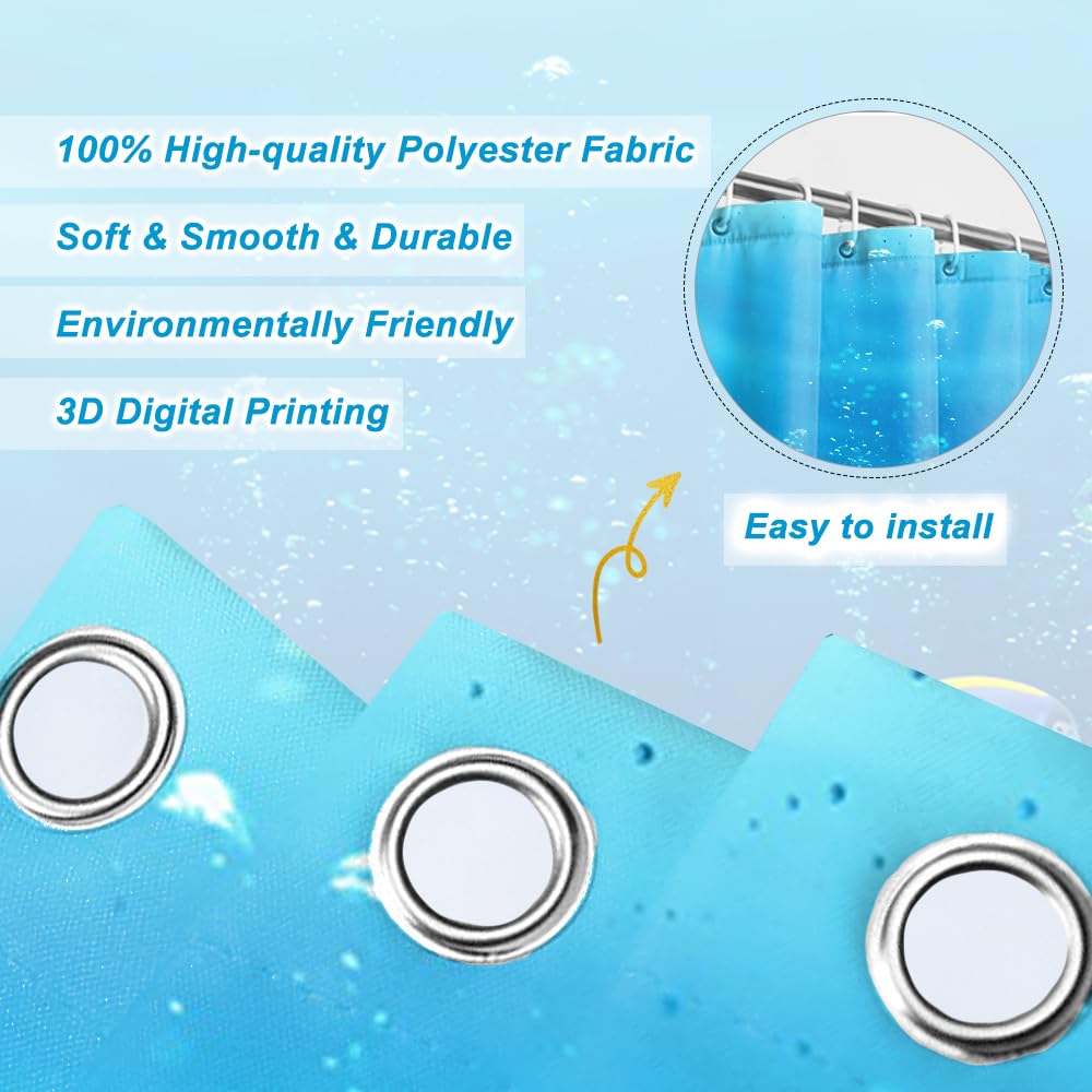 SDOTPMT 105x160cm Ocean Tropical Fish Shower Curtain Underwater Sea Animal Coral Reef Bath Curtain Summer Blue Ocean Bathtub Curtain for Kids