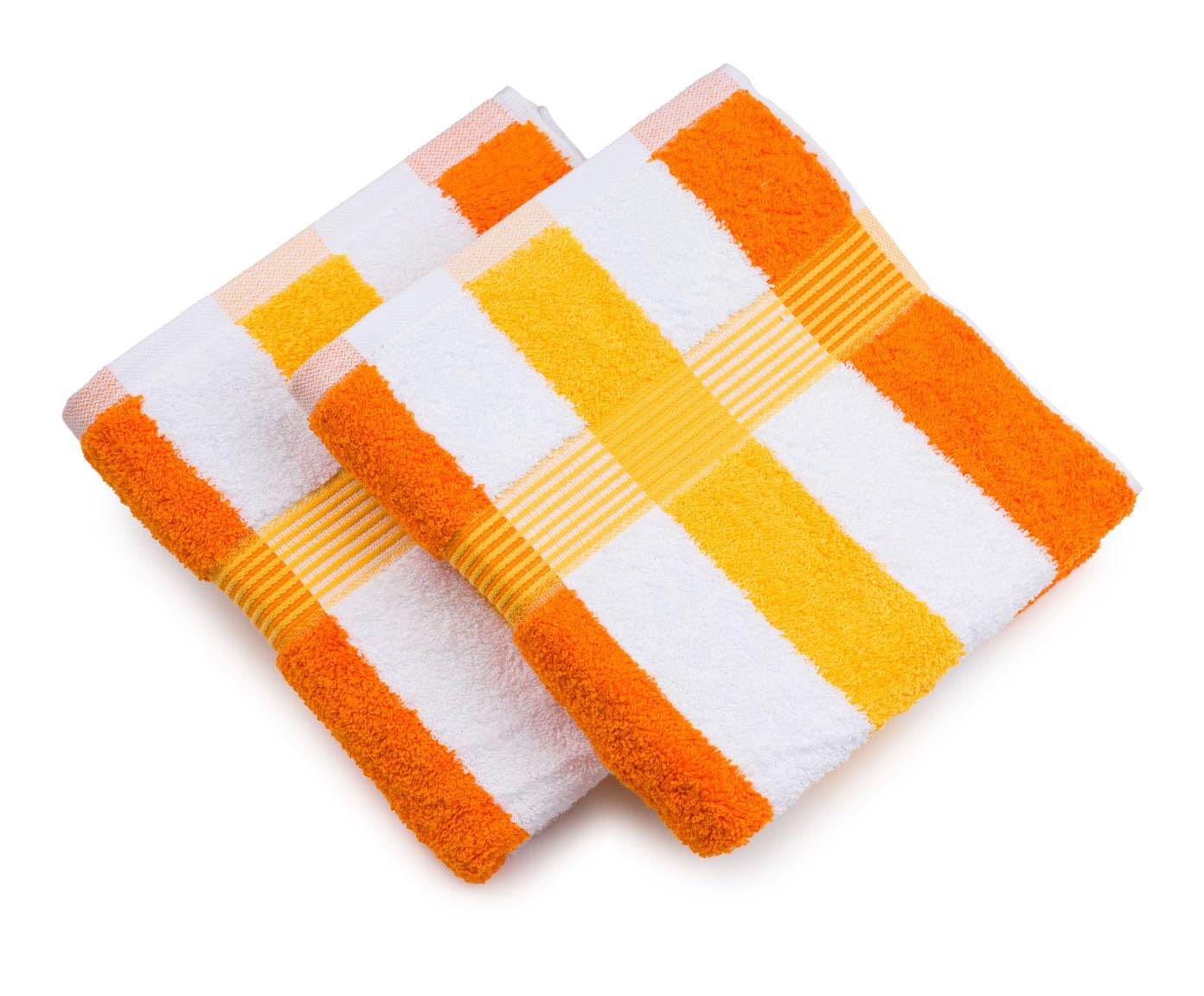 G?zze - New York Striped Hand Towels, Set of 2, Soft and Absorbent, 100% Cotton, 50 x 100 cm - Orange/White/Yellow