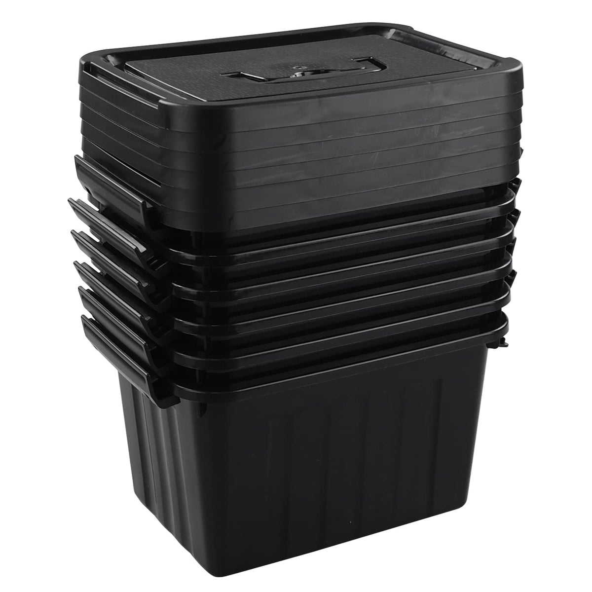 Parlynies Plastic Storage Container Bin with Secure Lid and Latching Buckles, 6 Pack, 7 Qt.