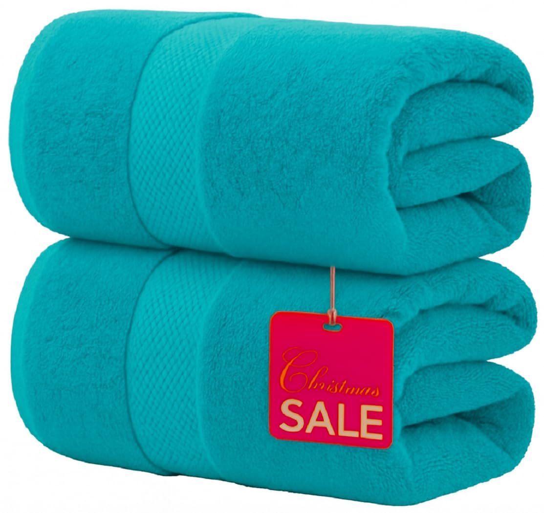 2 Pack Extra Large Jumbo Bath Sheet 100% Egyptian Cotton Super Soft Luxury Premium Quality Towels 600-GSM Quick Dry Highly Absorbent 100 x 200 cm