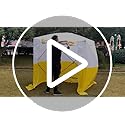 Goutime Pop Up work shelter Gazebo 2mx2m small event shelter party tent garden bbq Fishing camping/Trade Shows/Temporary Emergency/Construction,Outdoor lightweight fold up Work Tent(white yellow)