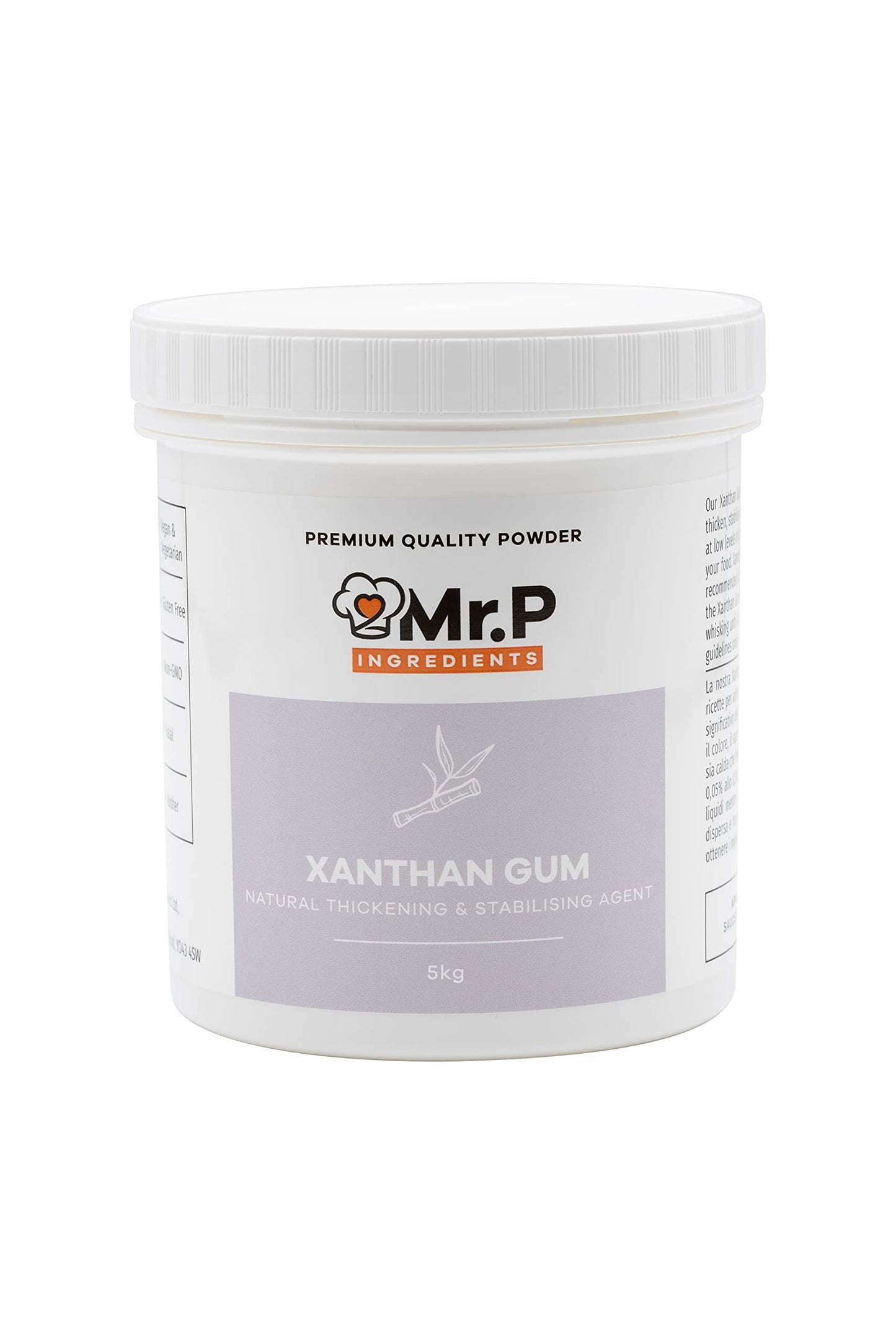 Mr.P Ingredients Xanthan Gum 5 Kg Powder Thickener Stabiliser Ideal for Making Soups Sauces Gluten Free Baking Ice Cream Vegan Vegetarian Gluten Free