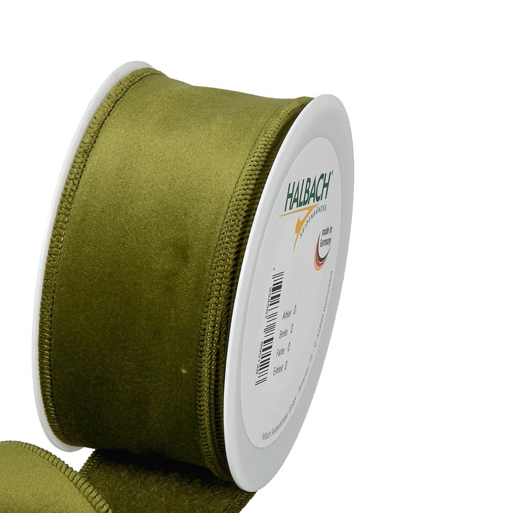 FloristryWarehouse Green Christmas Velvet Fabric Ribbon 50mm 2" Wide on 8m roll Wired Edge