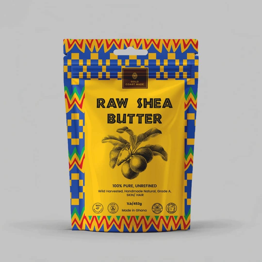 Raw Shea Butter, 100% Pure and Unrefined, Traditional African Pattern Packing