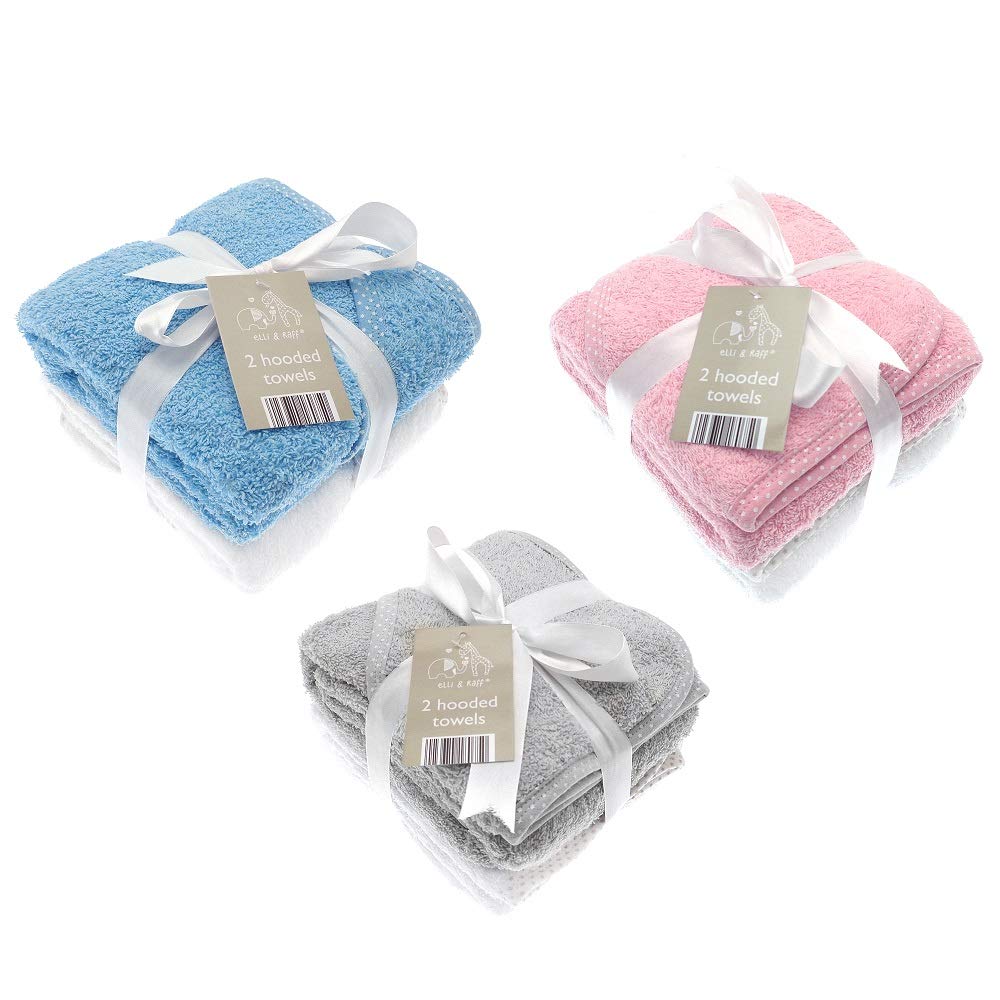 Elli & Raff 2 Pack Baby Hooded Towels- Assorted Colours