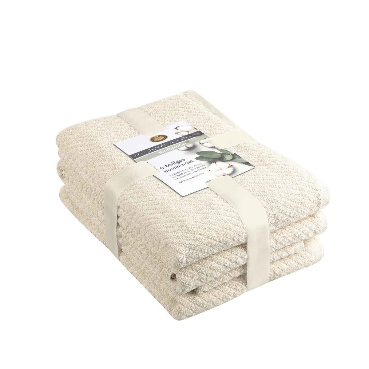 Gzze - Towel Set, 2 Hand Towels 50 x 100 cm, 2 Bath Towels 70 x 140 cm and 2 Guest Towels 30 x 50 cm, 100% Cotton, 480 g/m - Crme