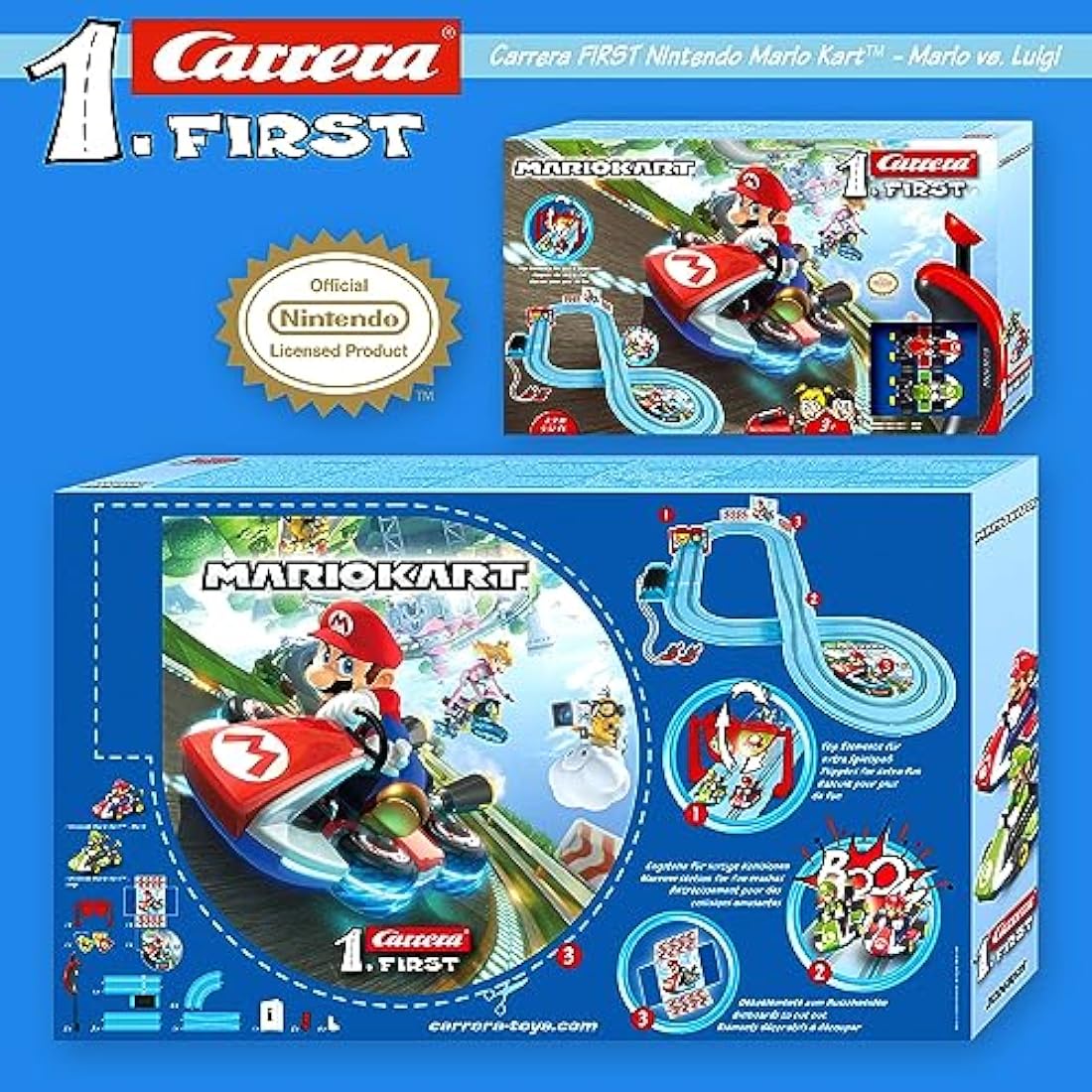 Carrera FIRST 20063028 Mario Kart - FIRST Slot Racing Track, For Children From 3 Years And Adults, 2.9 Metres, With Mario Kart - Mario & Mario Kart - Luigi - Multicolor
