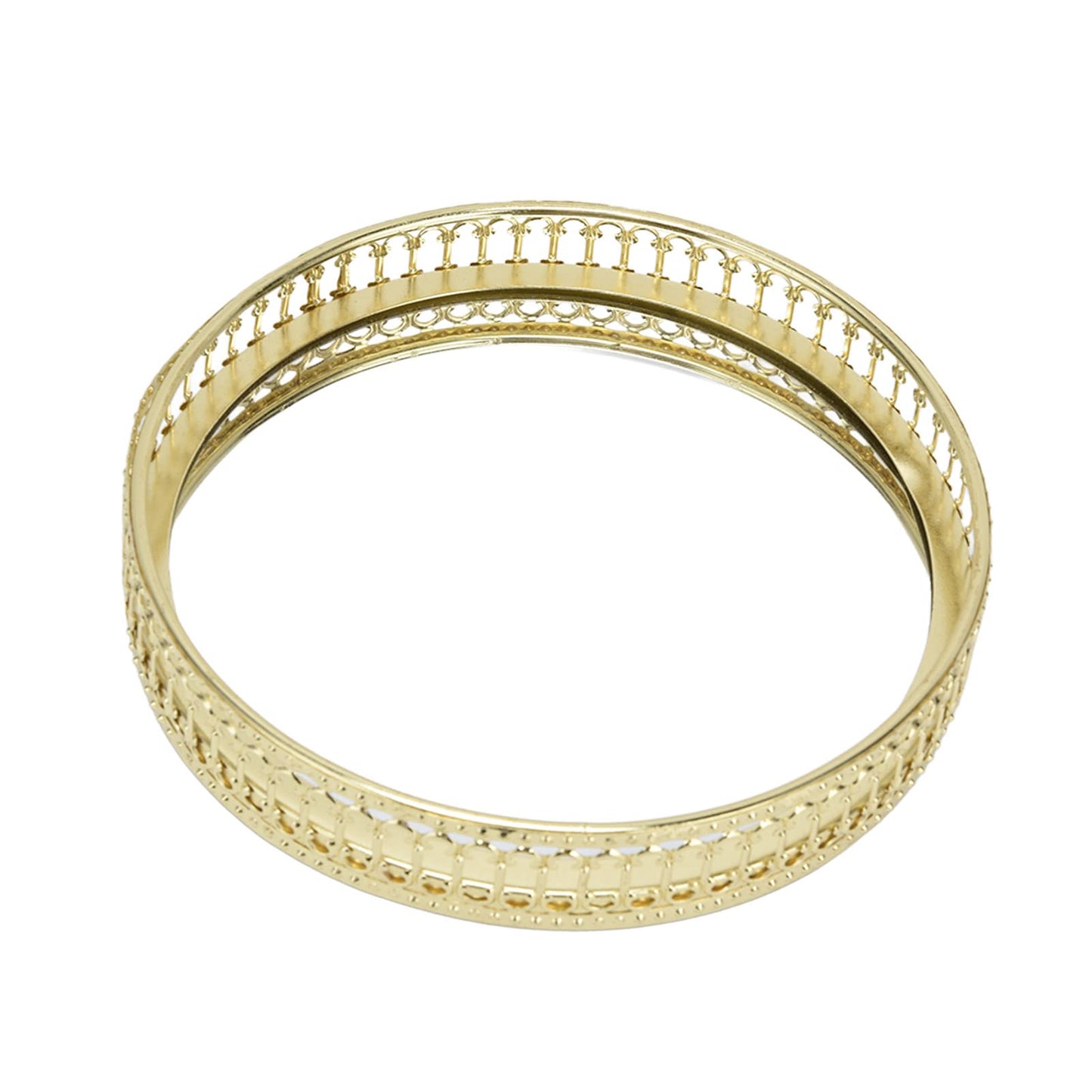 Luxury Round Dressing Table Organizer - Decorative Mirror Tray, Gold Metal Vanity Tray for Cosmetics, Perfume, Jewelry & Magazine