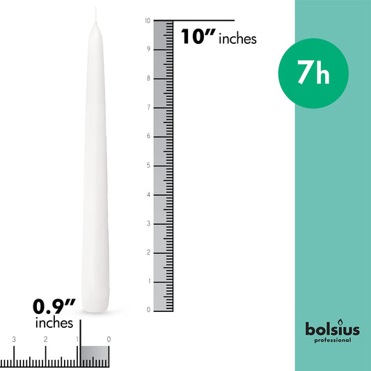 Bolsius Tapered Dinner Candles (Pack of 100), White, Length: 25.4 cm/10 inch, Wax Candles, Tabletop Restaurant Candles, Romantic Dining, P960