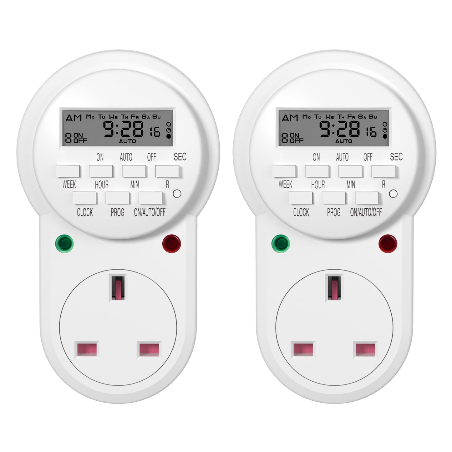 HBN Digital Programmable Plug-in Timer Socket, 24 Hours/7 Day Weekly Electronic Light Timer Plug with 9 On-Off Programs and Anti-Theft Random Function