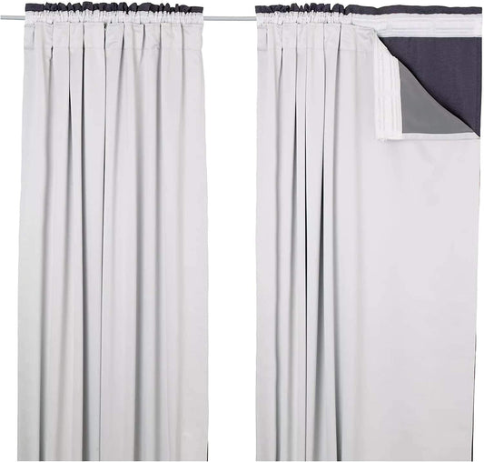 Kinfolk Textile Thermal Blackout Curtain Linings Pair 3 Pass Includes Curtain Hooks (66" x 90")