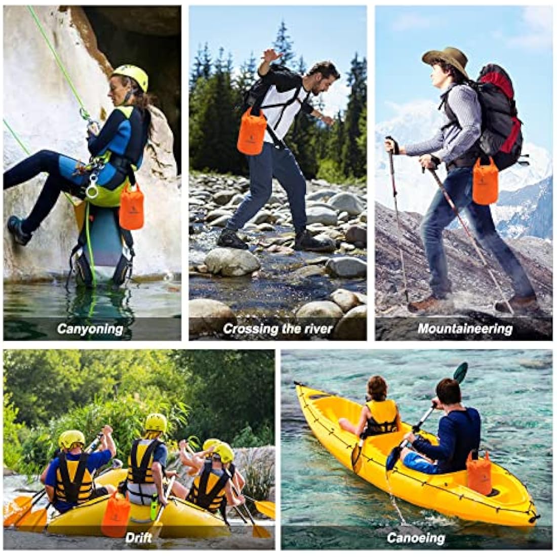 ioutdoor Waterproof Dry Bags Lightweight 2L/5L/10L/20L Keep Dry Clean, Dry Compression Sacks Small Large for Kayaking, Hiking, Swimming, Camping, Canoeing, Boating, Fishing