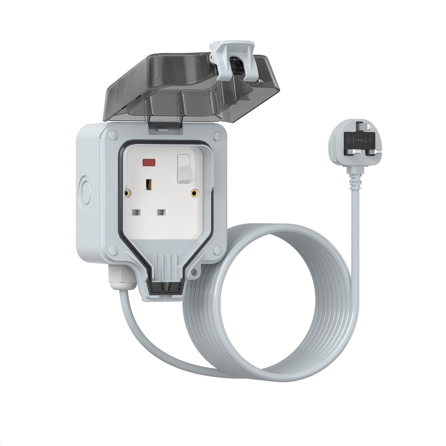 Outdoor Extension Lead Waterproof 5M/16ft, External Power Electrical Cable, Outside Switched Socket IP66 Weatherproof Plug Sockets for Garden,