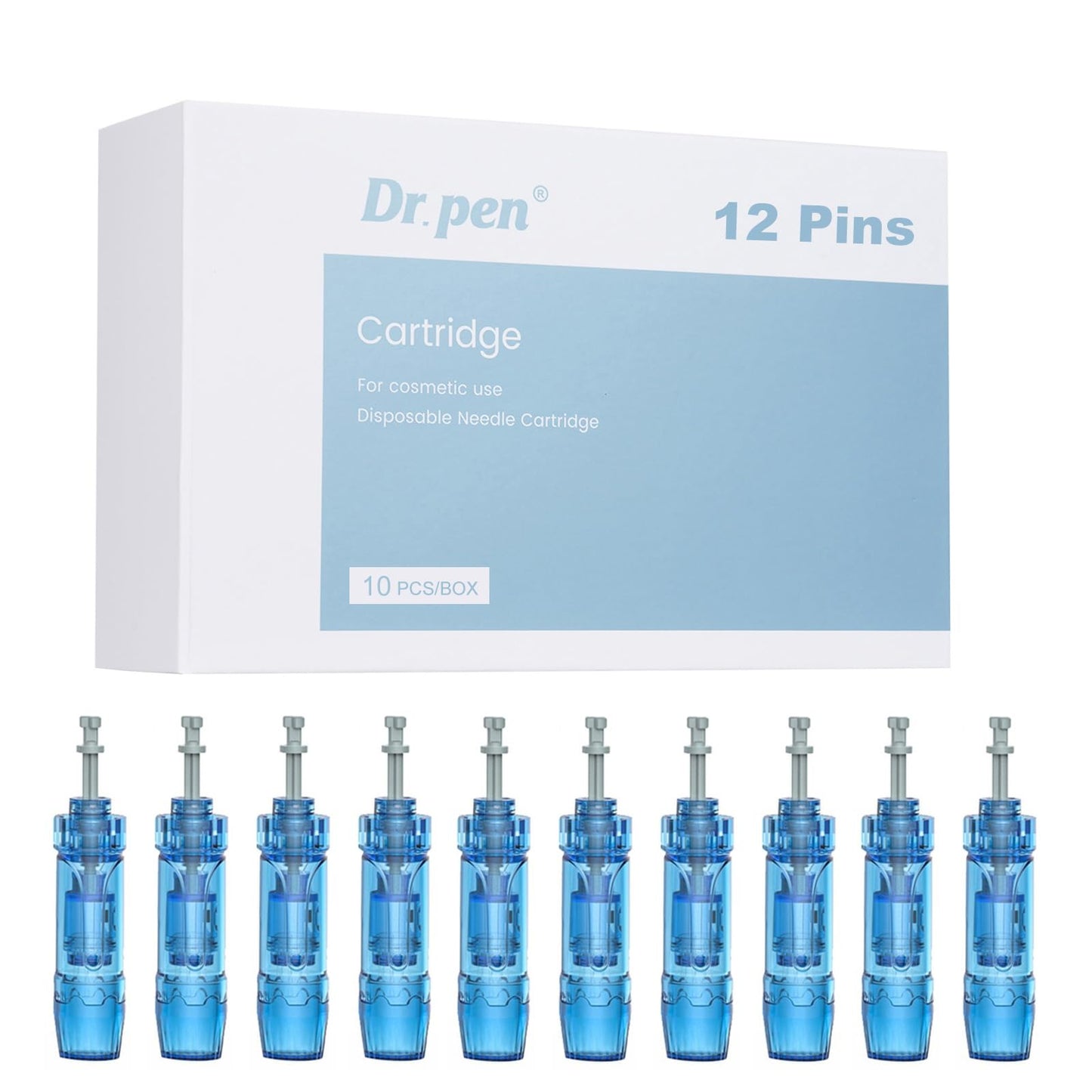 Dr.pen M8S Cartridges 12 Pins, 10Pcs Dr.pen Replacement Cartridges for Microneedling Pen M8S/A8S/A9 Model, Authentic Disposable Microneedling