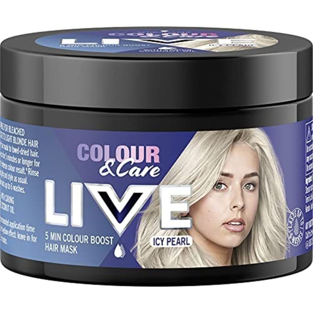 Schwarzkopf LIVE Colour & Care Hair Mask, 5 Minute Wash Out Blonde Toning, Colour Boost, Semi-permanent Silver Hair Dye, Lasts Up To 6 Washes- Icy
