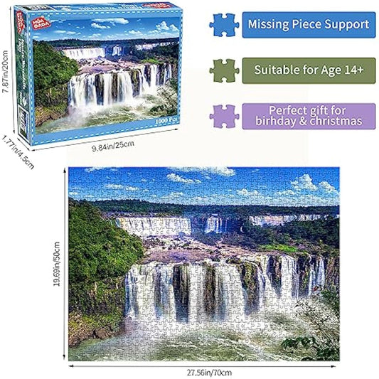 HUADADA Jigsaw Puzzles for Adults 1000 Piece Jigsaw Puzzles for Adult,JigsawPuzzle 1000 Pieces for Adults Challenging Puzzle Games(Iguazu Waterfalls)