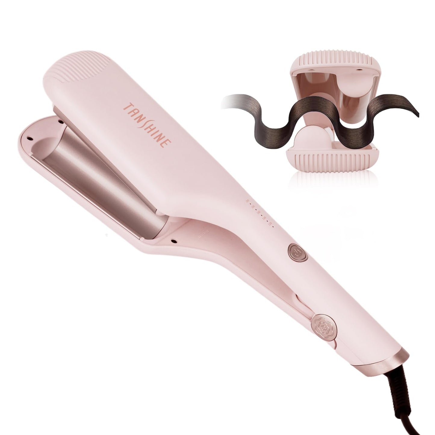 TANSHINE 32mm Hair Waver Crimper for Women, Mermaid Beach Waver Hair Curler, Wave Curling Iron with 5 Heat Setting Anti-Scald for Wide Deep Waves