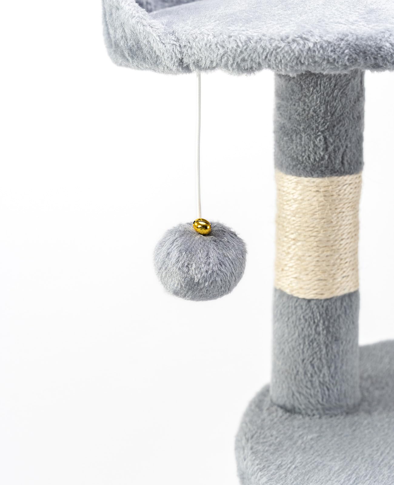 lionto Scratching tree for cats with 2 plush balls & play rope, height 112 cm, cat tree with sisal rope & plush, cozy lying area & cave, incl. wall