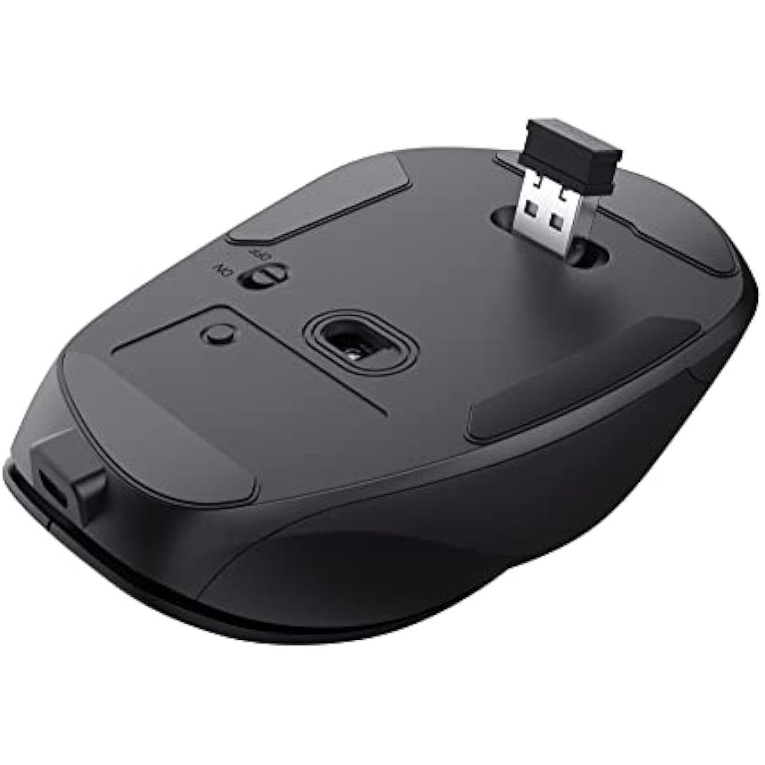 Trust Fyda Rechargeable Wireless Mouse Made With Recycled Materials, 800-2400 DPI, 6 Buttons, Thumb Rest, Comfort Cordless Ergonomic Mouse for Laptop, PC, Mac, Work, Home Office - Black
