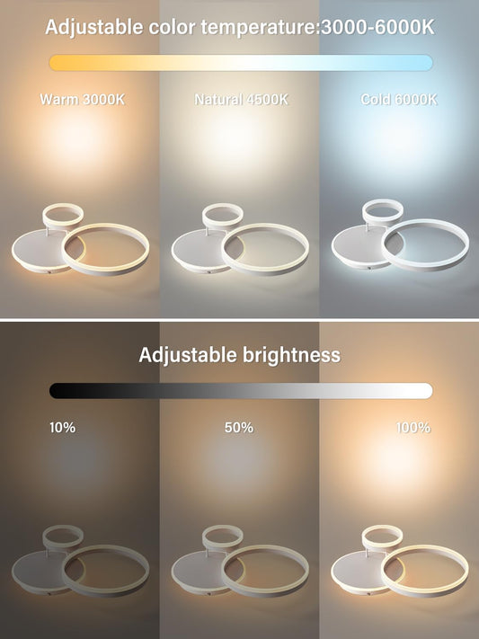 KAUCQI LED Ceiling Light, Creative LED Ceiling Lamp, 54W 5400lm, Dimmable with Remote Control 3000K-6000K, Modern Ceiling Lights for Living Room,