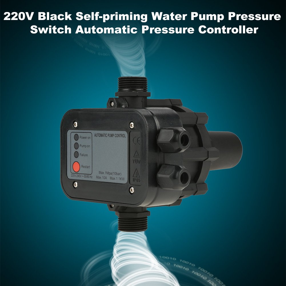 pressostat Pompe eau, Hilitand Self-Priming Water Pump Pressure Switch 220V Automatic Pressure Controller Black for Self-Priming Pump, Jet Pump,