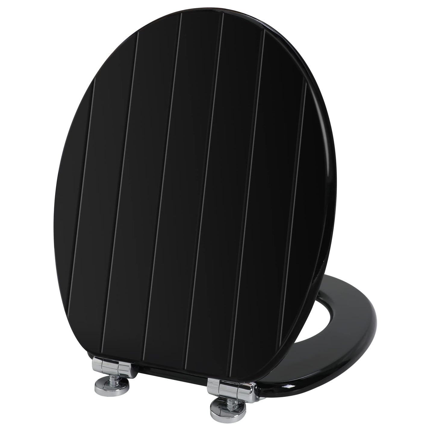 Angel Shield Black Wooden Toilet Seat Antibacterial Adjustable Hinges Toilet Seat Fits Never Slips for Bathroom with Soft Close and Quick Release for