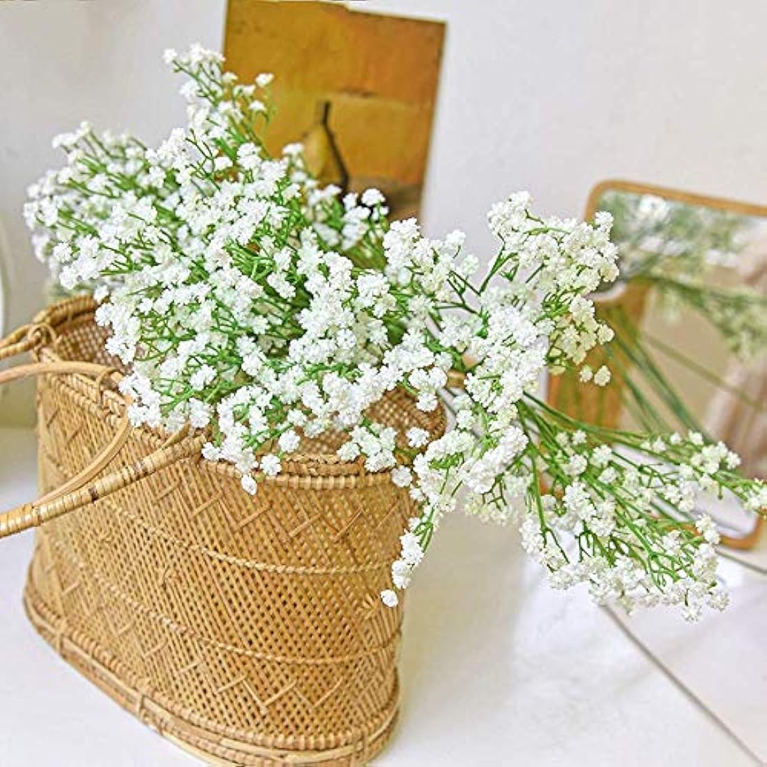 JZK 9 x Stems 27 branches of white baby’s breath artificial flowers fake gypsophila flower bouquets wedding decorations table centerpiece decor