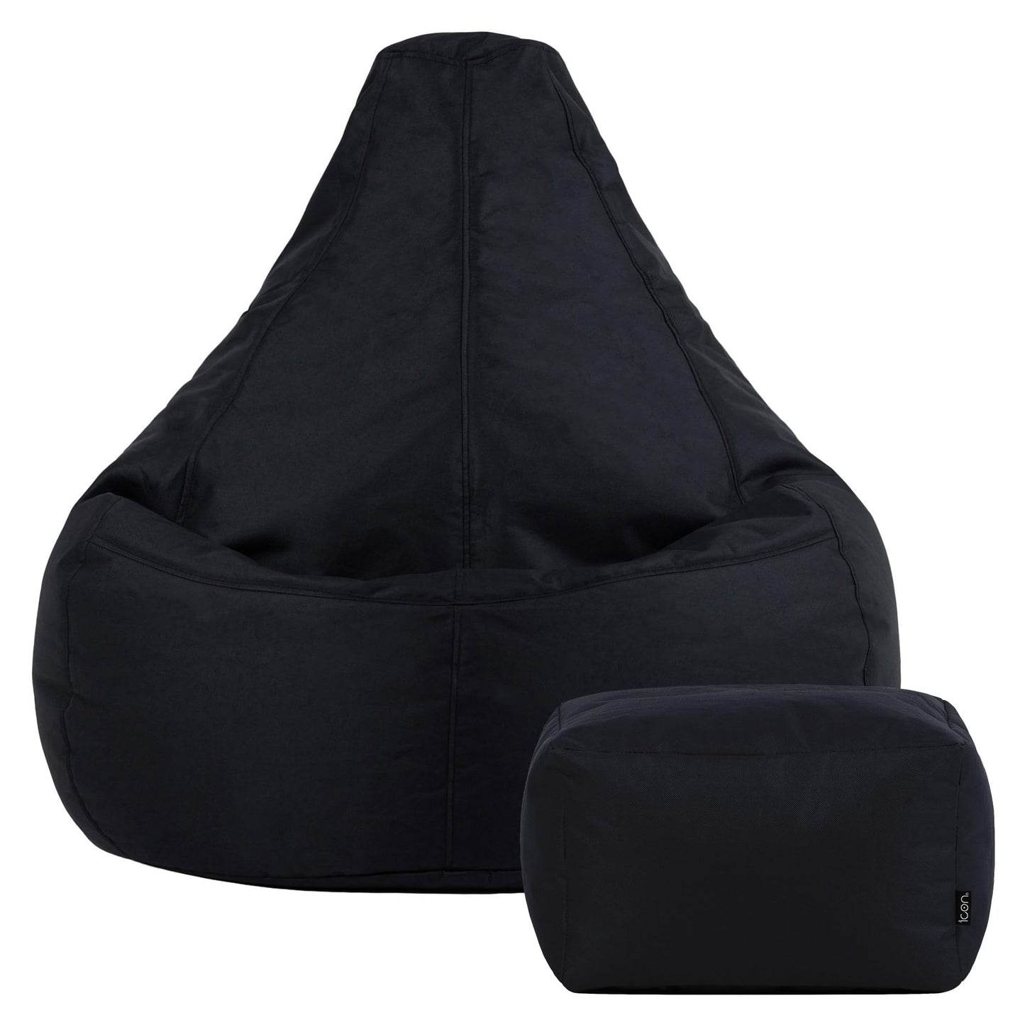 Bean Bag Bazaar Outdoor Bean Bag & Footstool with Filling Included, Black