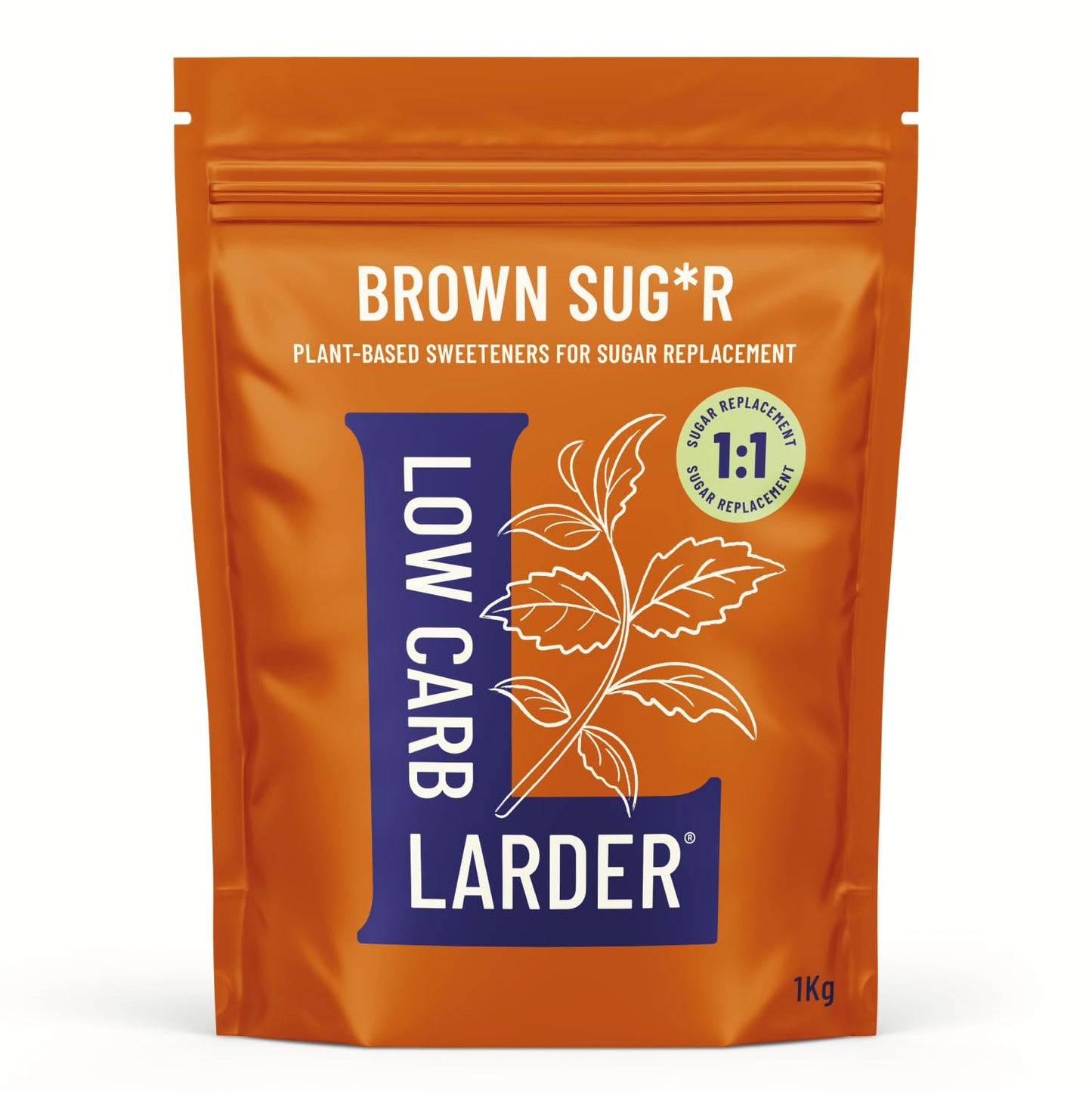 Low Carb Larder Erythritol Blend 1kg - Stevia, Erythritol & Chicory Root Fibre Plant Based Brown Sugar Alternative - Keto Friendly, 0g Net Carbs, Zero