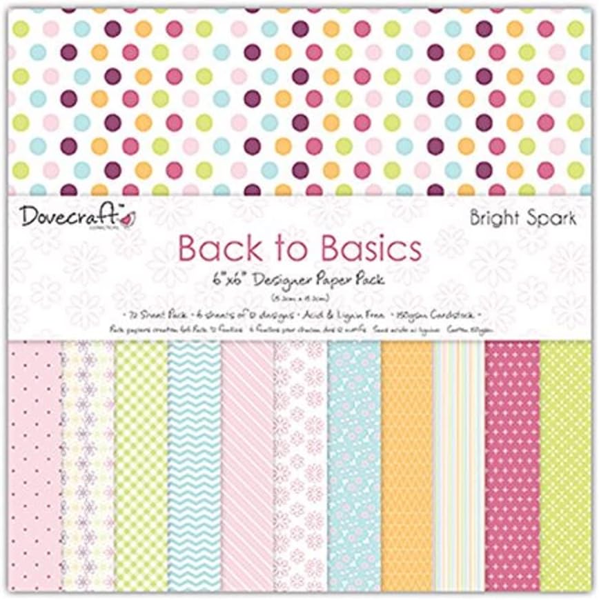 Dovecraft Back To Basics Bright Spark Collection - Paper Pack 6"x6" (12 Designs, FSC)