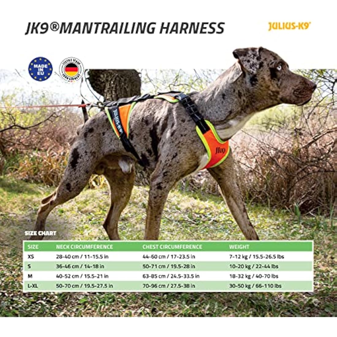 Julius-K9 Mantrailing Harness, Size: S, Black