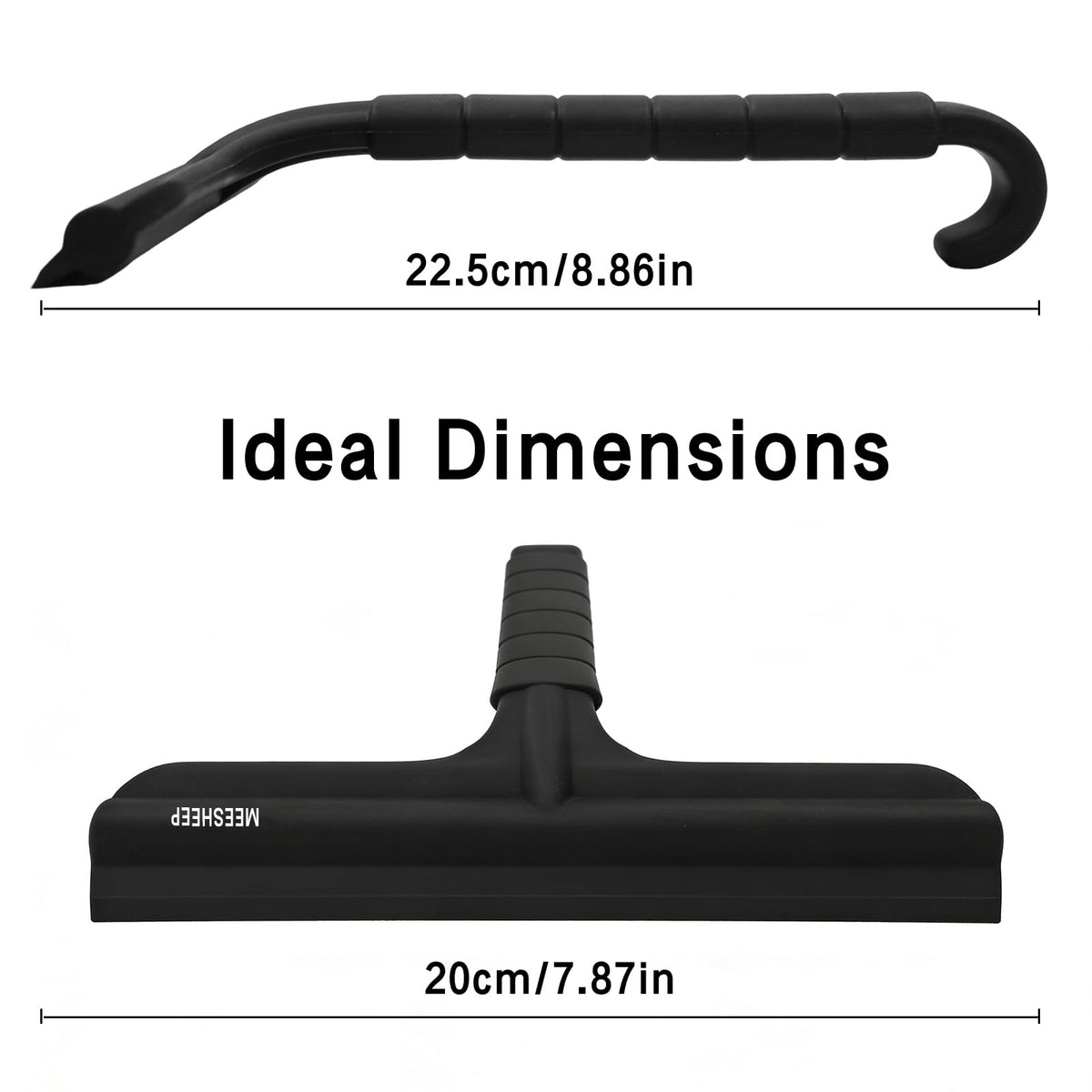 MEESHEEP Shower Squeegee Built-In Integrated Hook, 25 cm, Silicone, Black