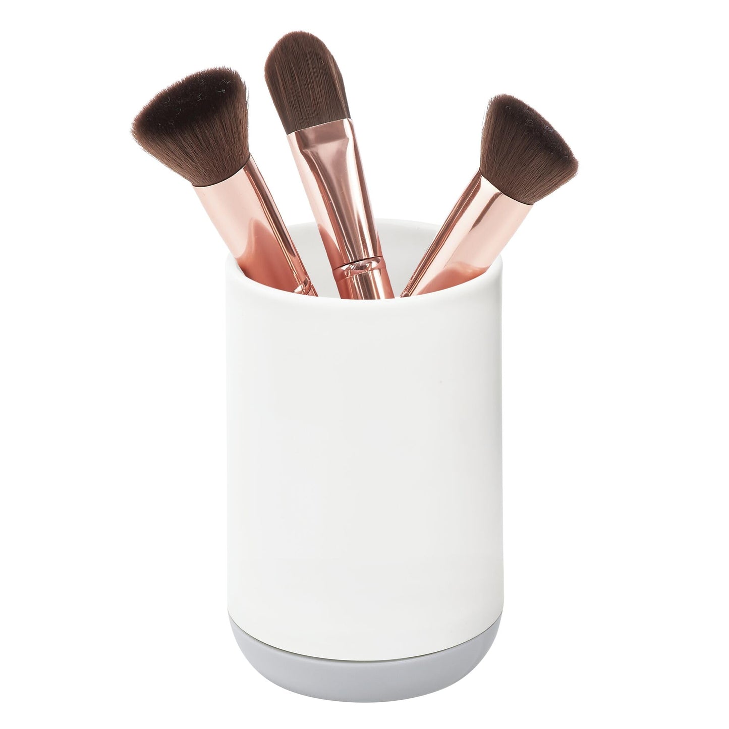 iDesign 28532 Cade Toothbrush Holder, Round Plastic Toothbrush Stand for Regular and Electric Toothbrushes, White, 7.6 cm x 7.6 cm x 11.4 cm