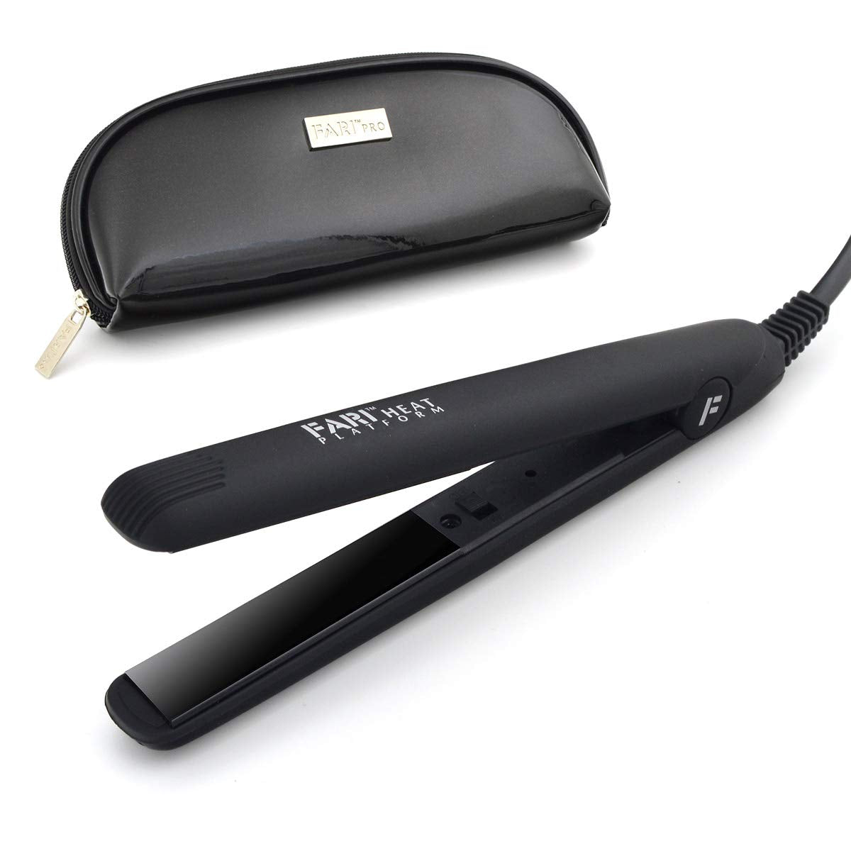 FARI Travel Mini Hair Flat Iron 1/2 Inch Ceramic Tourmaline Hair Straightener with Travel Bag Dual Voltage for Worldwide Use Temp 180?C (Black)