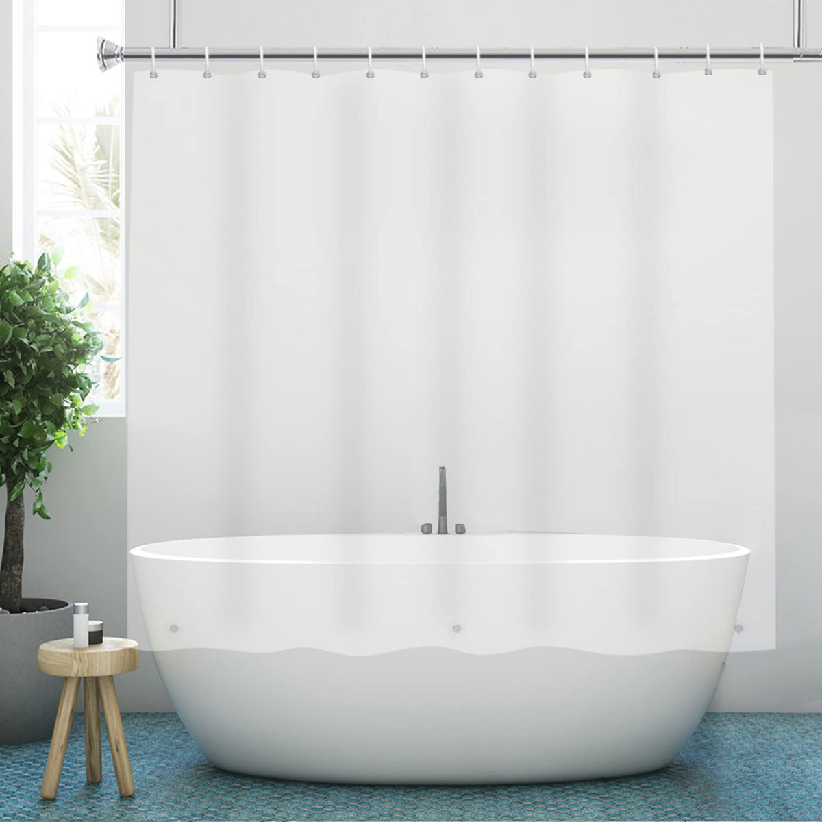 YISURE Frosted Short Shower Curtain Liner 180x165cm, PEVA Bathroom Shower Curtain, Translucent Waterproof Shower Liner Bath Shower Room 71" x65''