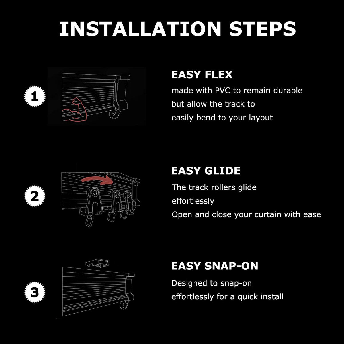 TOPWA 4 meter Flexible Plastic Pvc Curtain Track Runner Rail Wall Ceiling Mounted Fixing Hooks Shower Curtains Room Divider With Instruction Mounting