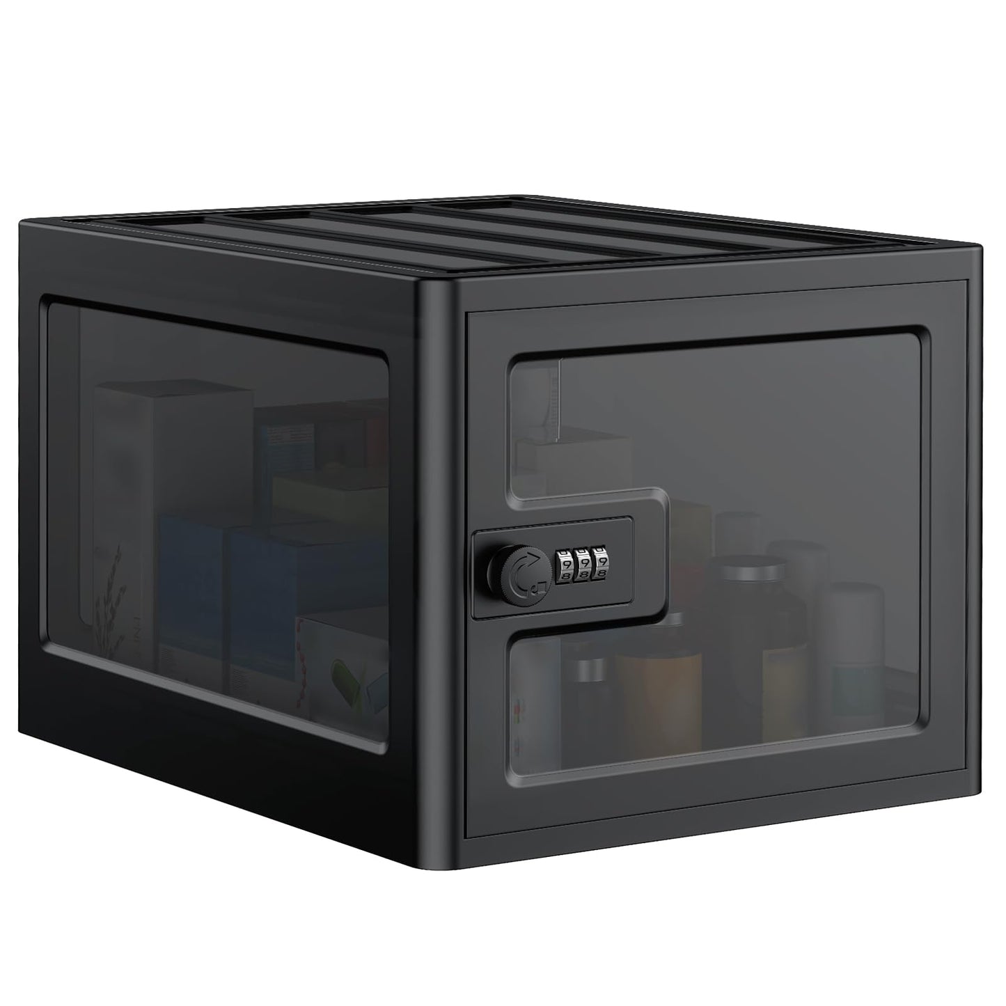 Uniclife Black Lockable Medicine Box with Combination Lock 13 L Large Locking Medicine Box Lockable Storage Box for Personal Items Phones Food &