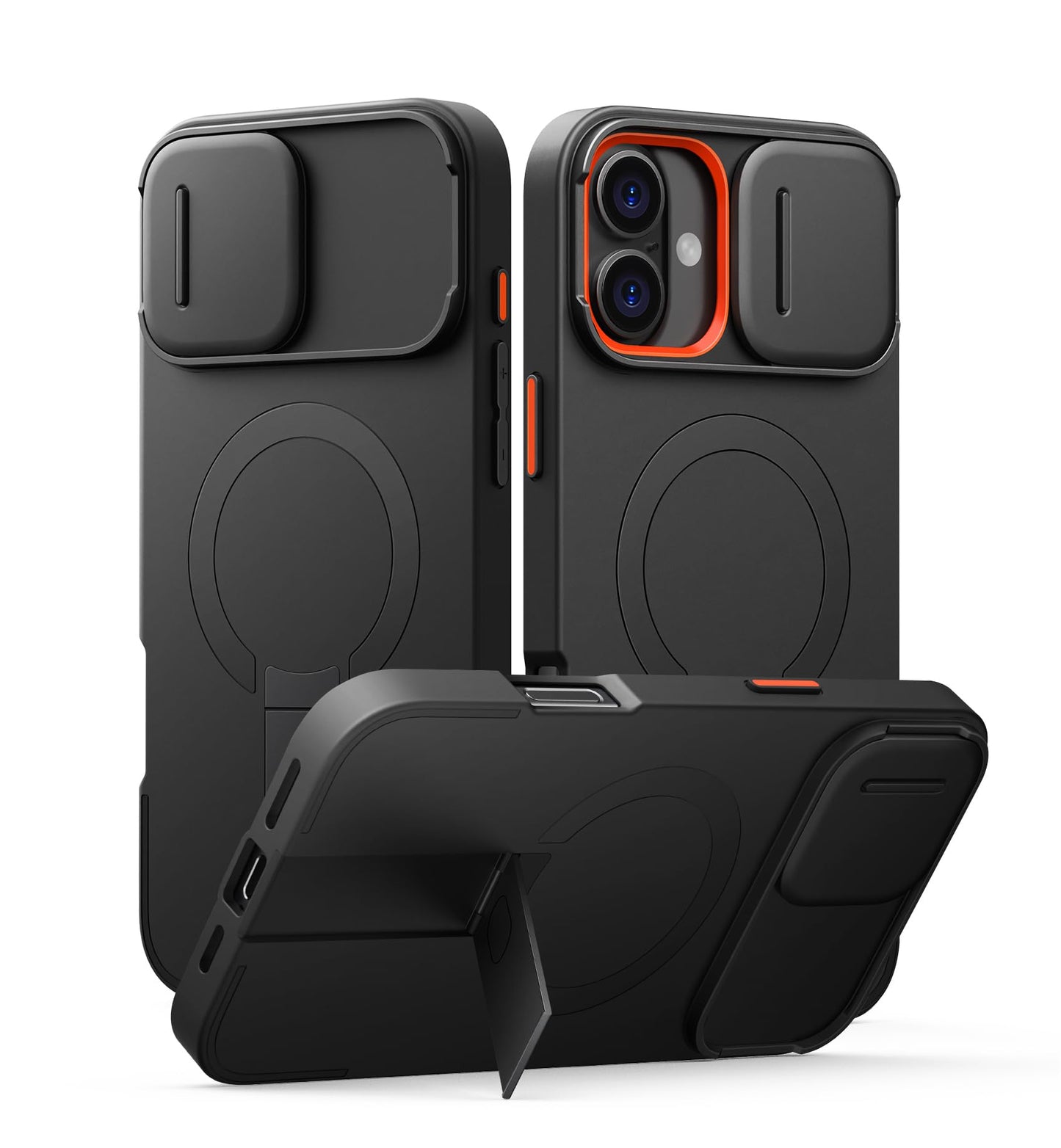 SURITCH Magnetic Case Compatible with iPhone 16 Plus, Shockproof Bumper Case Slim Protective Cover with Slide Camera Cover and Adjustable