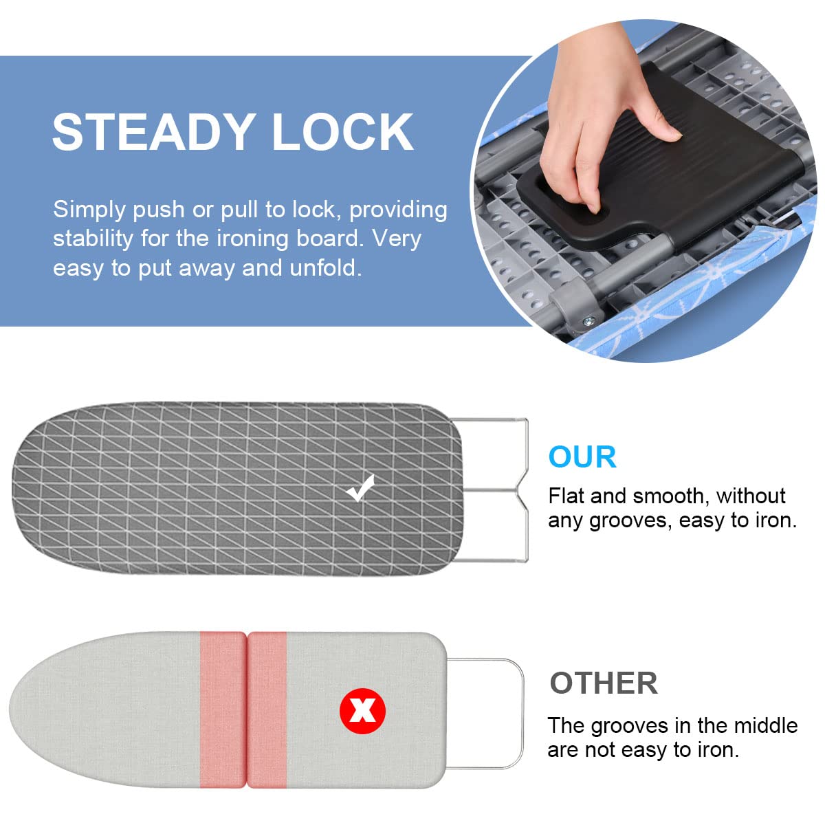 Johgee Foldable Table Top Ironing Board with Iron Rest, Compact Folding Steam Iron Table with 2 Covers, Non-Slip Folding Legs, Light Weight,