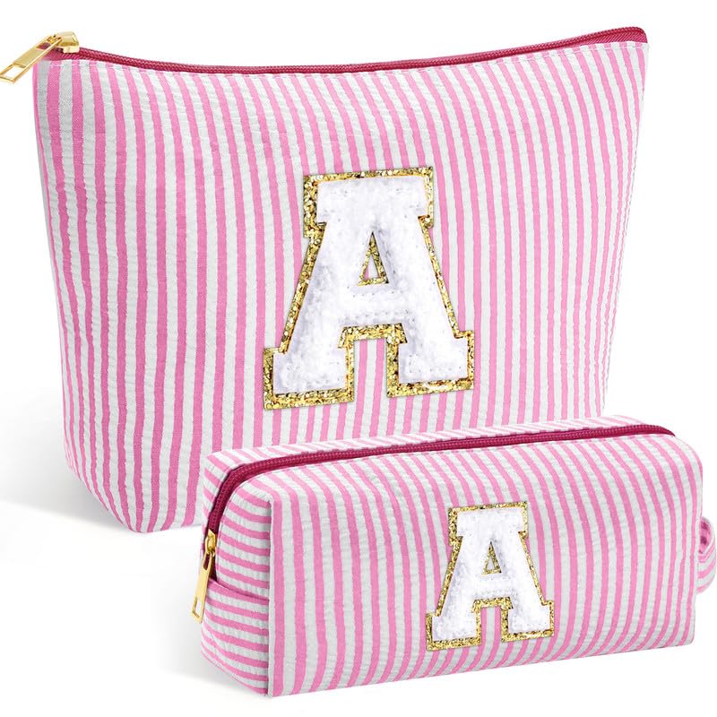 SEFORICO Personalized Make Up Bag - Birthday Gifts for Women Large Capacity A-Z Cosmetic Bags Girls Gifts 2 Pack Makeup Bag Women's Portable Toiletry