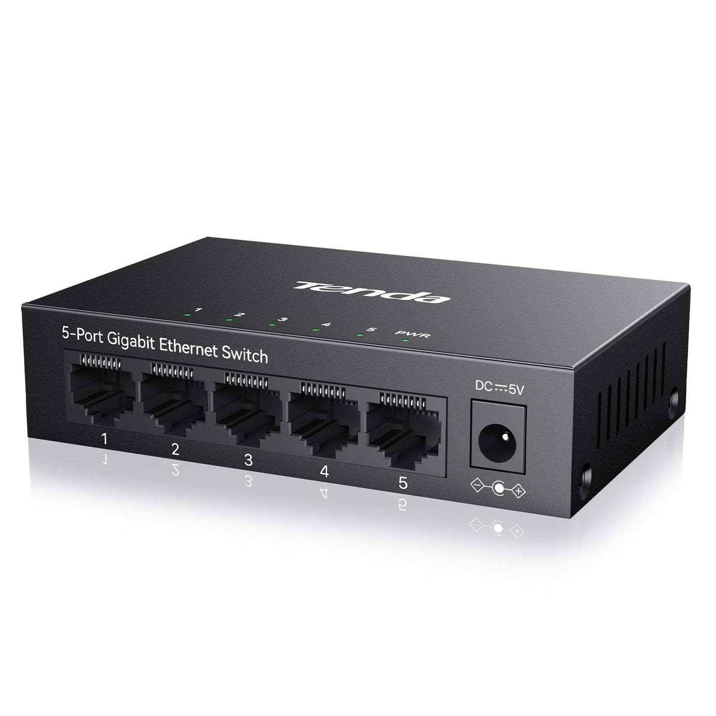 Tenda Gigabit Switch with 5 * 10/100/1000M RJ45 Auto-Negotiation Ports, Steel Case, 6KV lightning protection for All Ports, Desktop &Wall-mounting