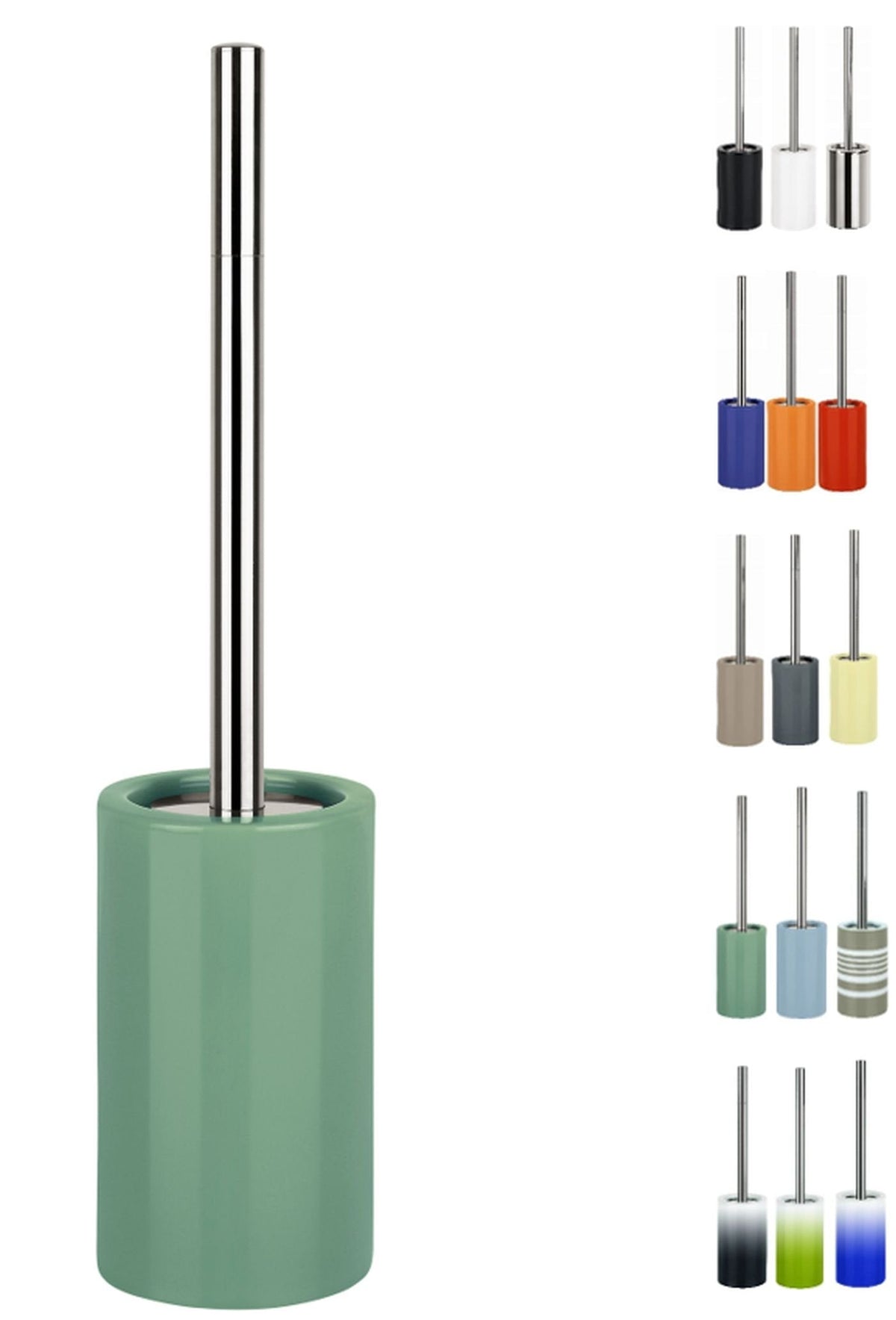 Spirella Tube Toilet brush toilet set with porcelain holder and stainless steel handle darkgreen