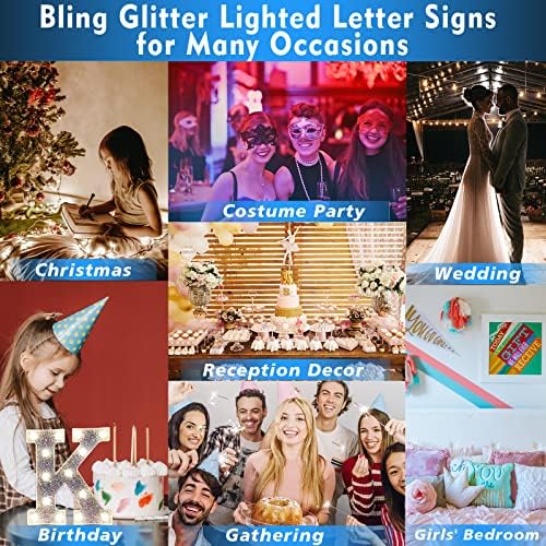 LED Marquee Letter Lights, Light Up Silver Letters for Bedroom Glitter Gifts for Teenage Girls Alphabet Letter Sign Battery Powered Night Light Birthday Party Wedding Home Decoration, Silver Letter N