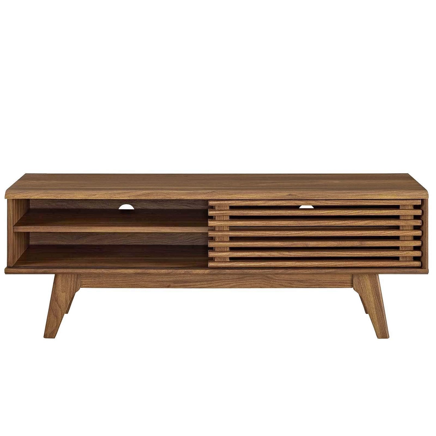 Modway Render Mid-Century Modern Low Profile 48 Inch TV Stand in Walnut