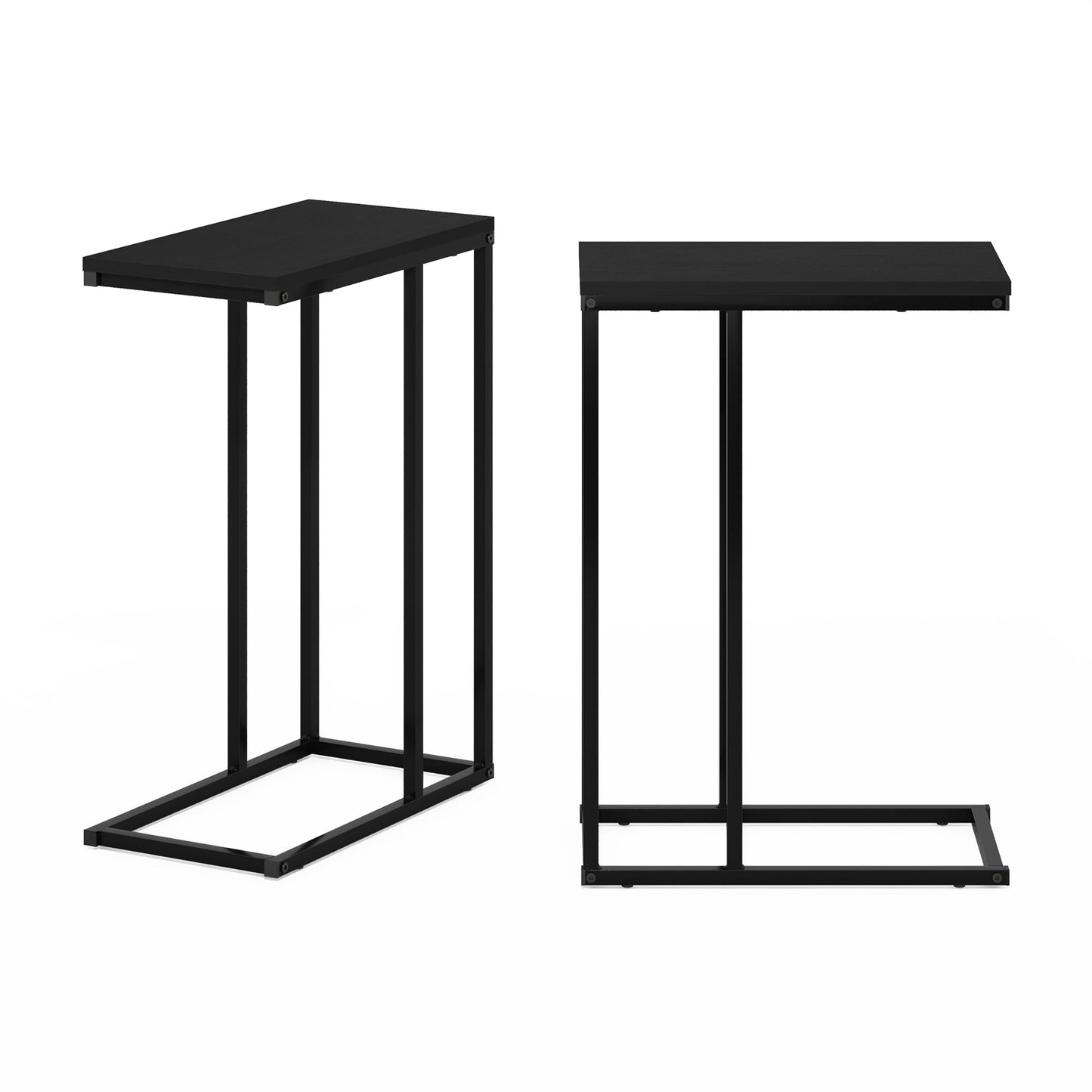 Furinno CAMNUS Side Table Set of 2, C-shape Sofa End Table for Couch, Metal Frame Night Stand, Bedside Table, for Living Room, Bedroom, Americano