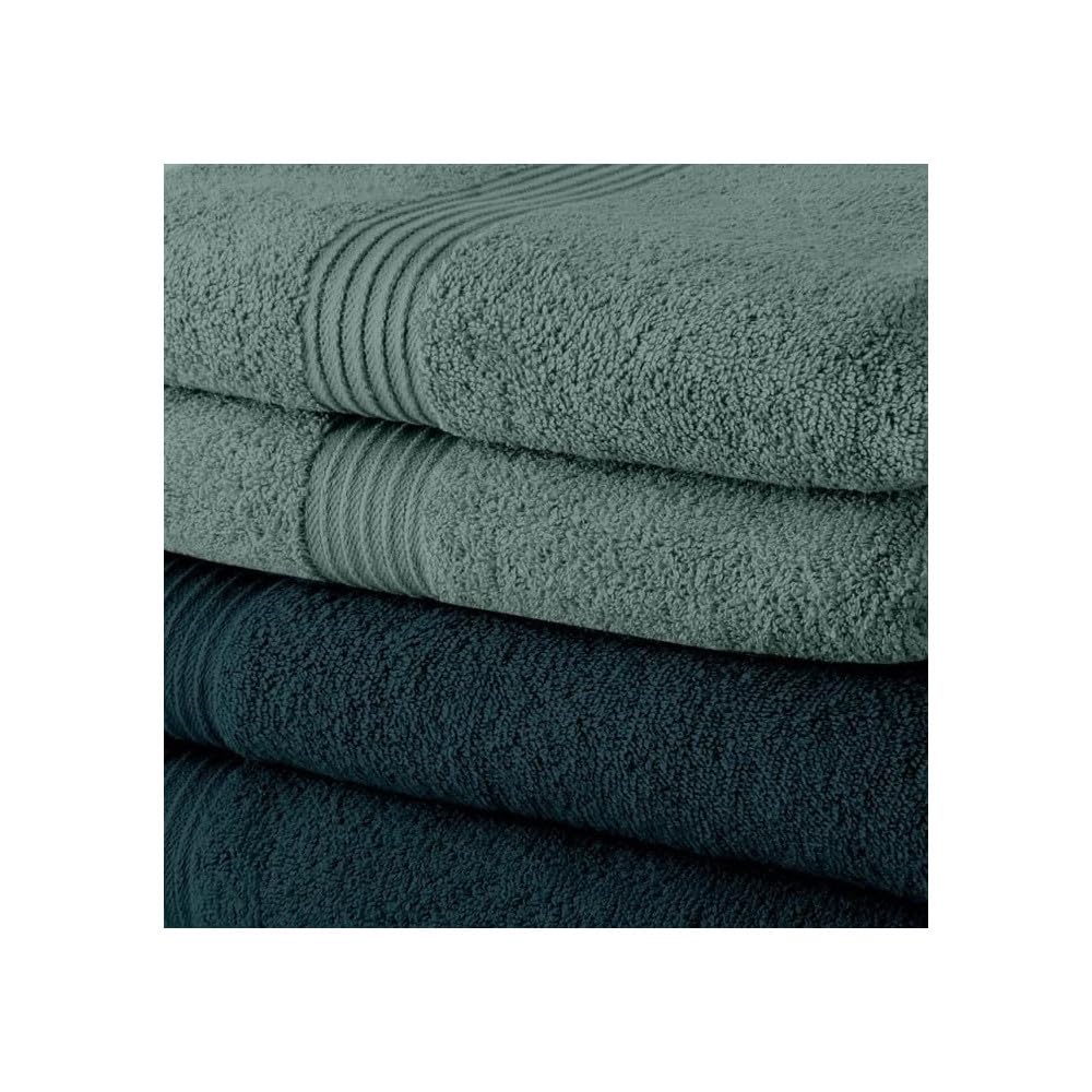 TODAY Set of 5 Bath Sheets 70 x 130 cm 100% Cotton - 3 Peacock + 2 Celadon